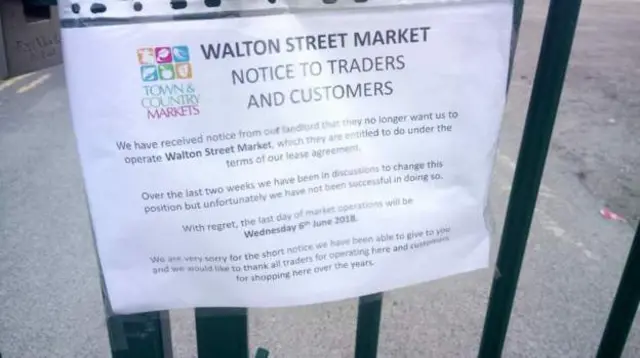 Walton Street Market closure notice