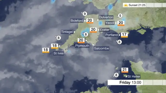 Weather map for Friday