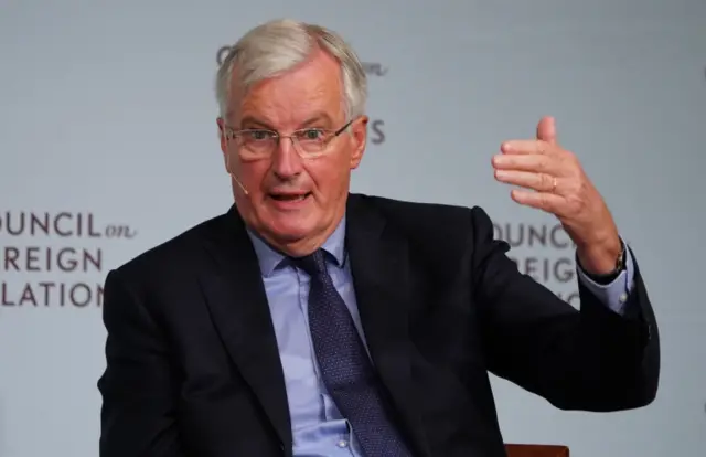 Michel Barnier speaking at the Council on Foreign Relations in New York