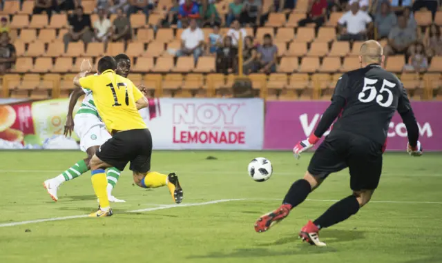 Odsonne Edouard slots the opening goal for Celtic in Armenia