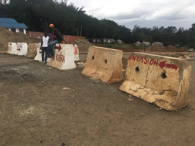 The road under construction in Kibera, Kenya