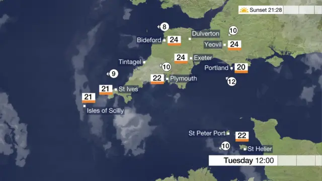 South West weather map