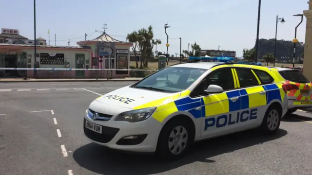 Police car at Teignmouth seafront