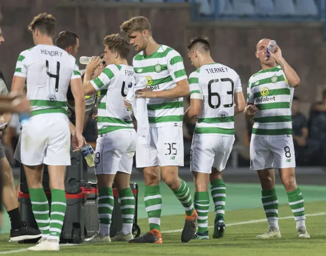 Celtic players take on water