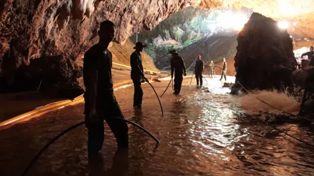 Inside the cave entrance