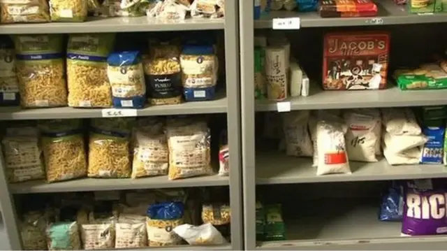 Stock image of food on shelves