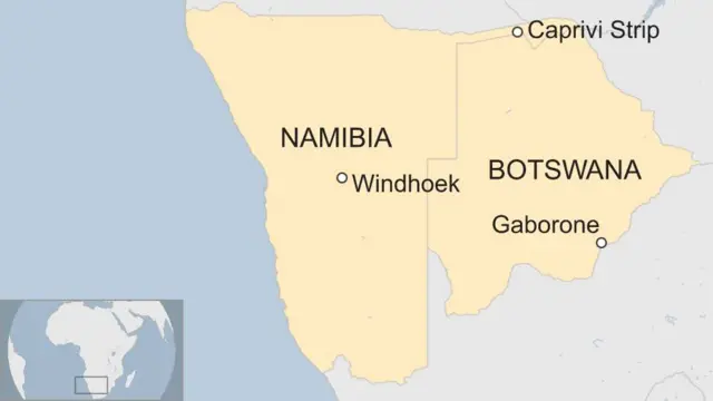 Map showing Namibia and Bostswana