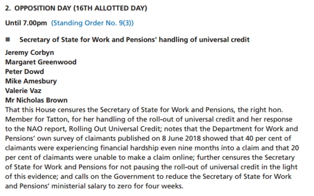 The motion put forward by Labour