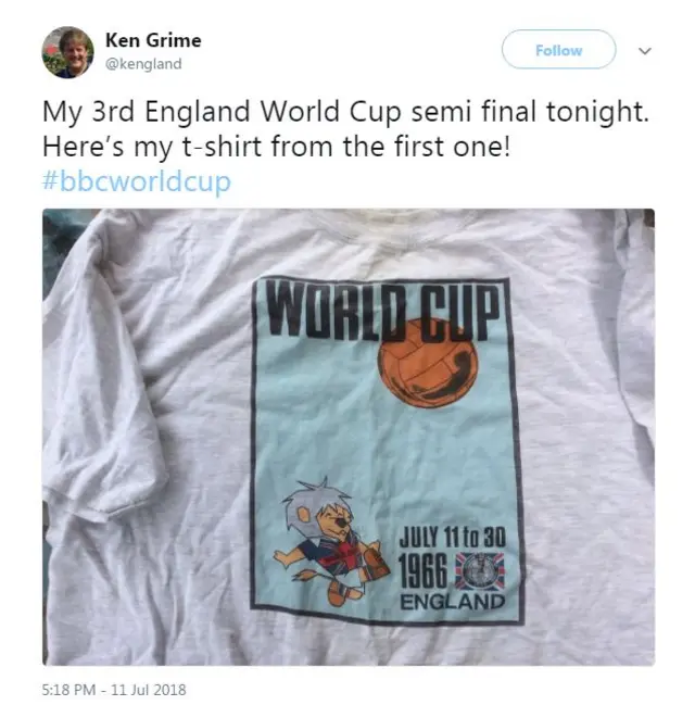 England fan Tweets with old tshirt