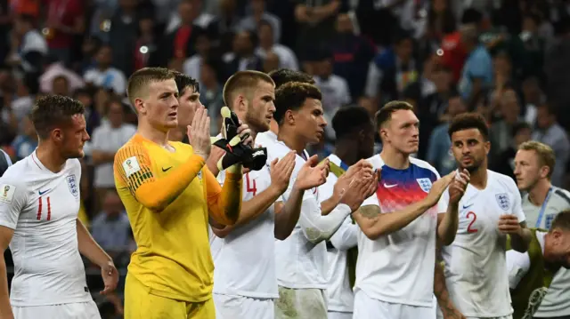 England players salute their fans after losing to Croatia