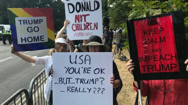 Protesters outside Blenheim Palace