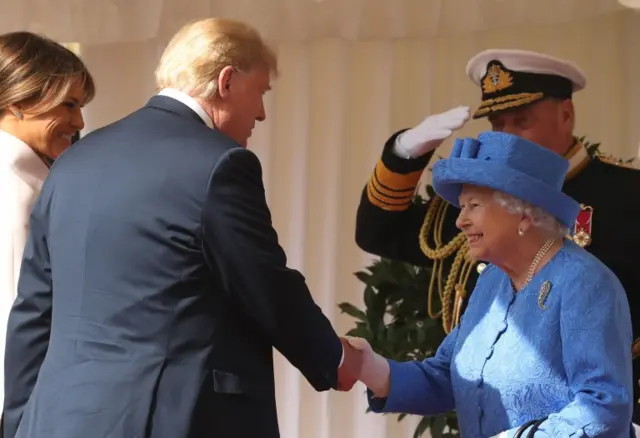 Donald Trump meeting the Queen