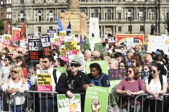 Protesters in Scotland