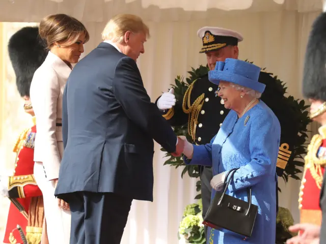 Trump shakes Queen's hand