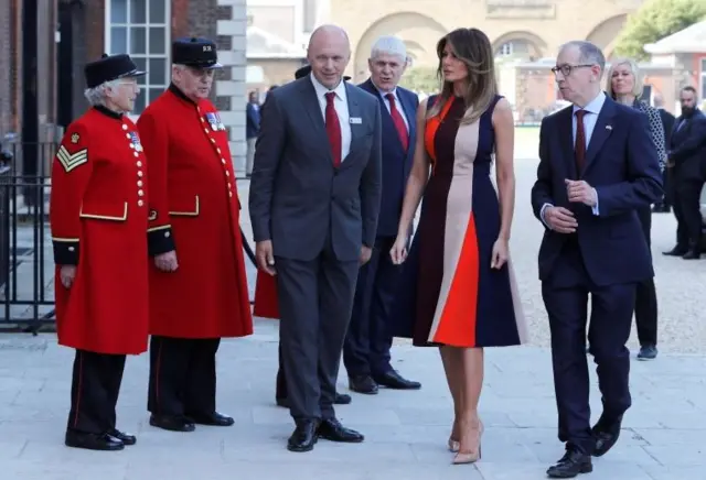 Melania Trump arrives at Royal Hospital Chelsea