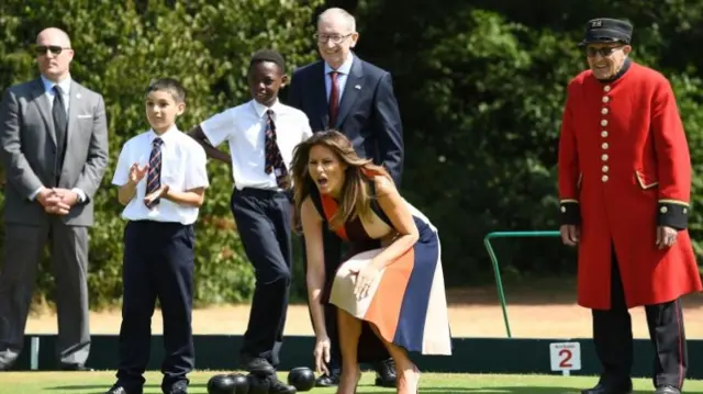 Melanie Trump plays bowls