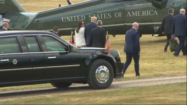 Donald Trump leaving Chequers