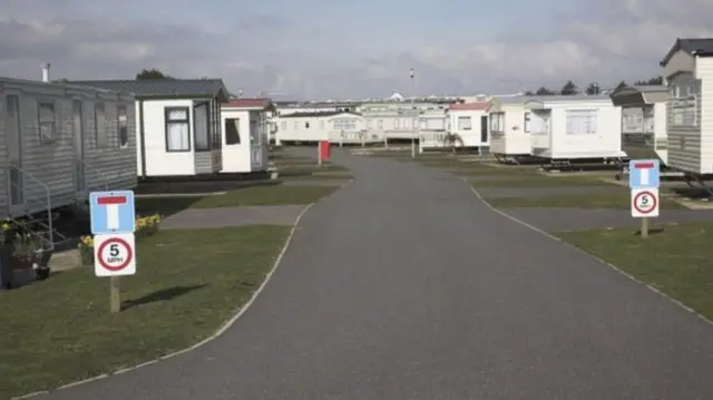 Static caravans on a site.