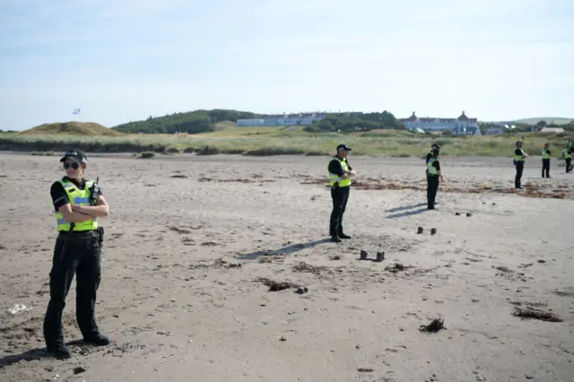 Police at beach at Turnberry