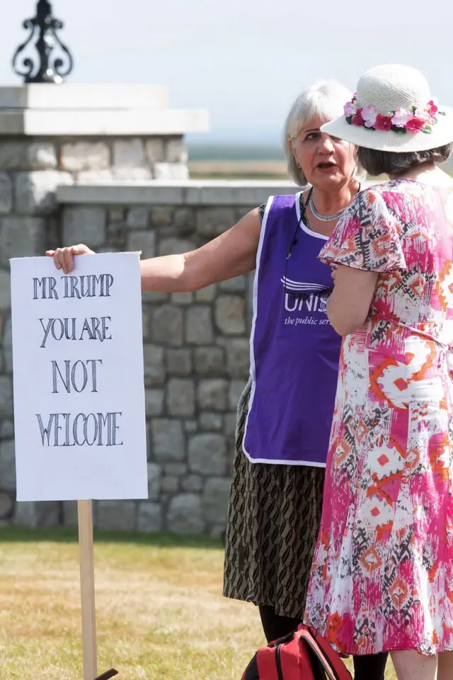 Protester outside Turnberry