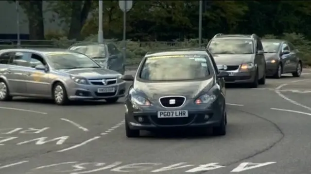 Taxis in Wolverhampton, during a slow protest