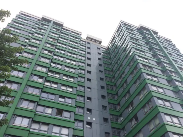 Hanover Tower Block with green cladding