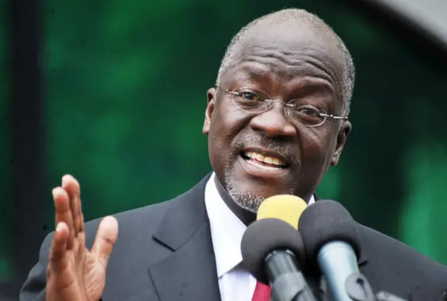 Tanzania's President elect John Pombe Magufuli addresses members of the ruling Chama Cha Mapinduzi Party (CCM) at the party"s sub-head office on Lumumba road in Dar es Salaam, October 30, 2015.