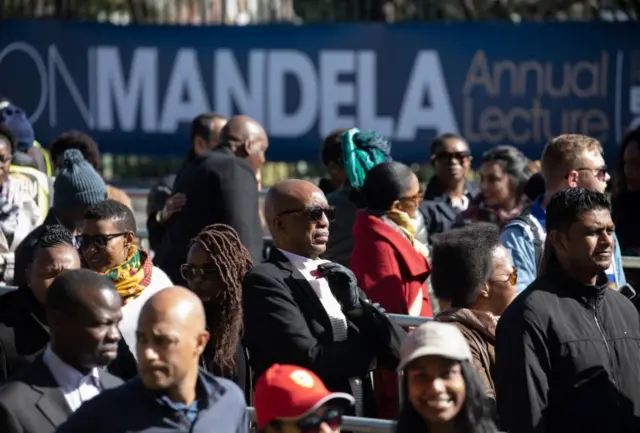 People queue for the Mandela lecture