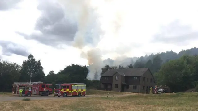 Woodland fire in Stiperstones