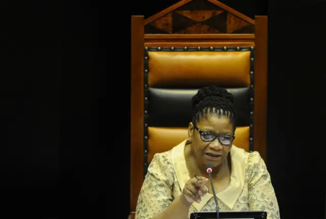 Chairperson of the National Council of Provinces Thandi Modise during the 2017 State of the Nation Address (SONA) debate at the National Assembly on February 14, 2017 in Cape Town, South Africa