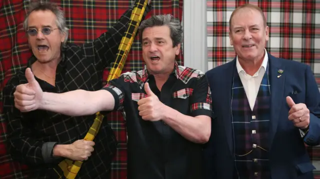 Stuart Wood, Les McKeown and Alan Longmuir of the Bay City Rollers