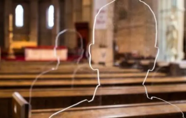 Silhouettes in the church.