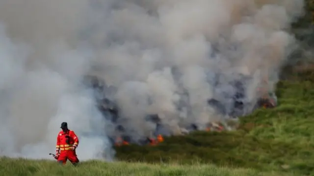 Fire on moorland