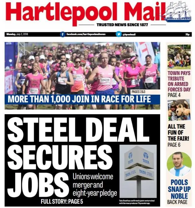 Hartlepool Mail front page