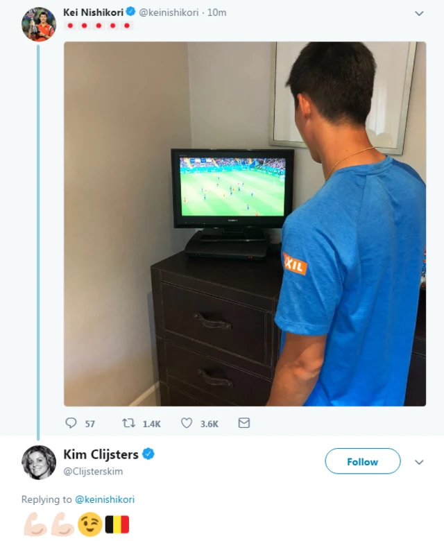 Kei Nishikori and Kim Clijsters' tweets