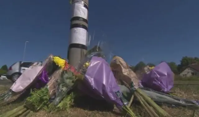 Flowers at crash scene