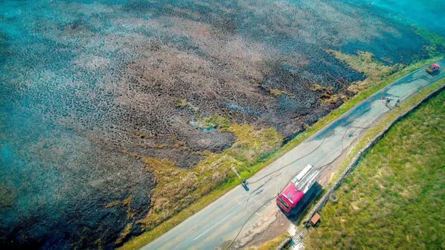 An aerial view of the blaze