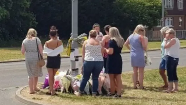 Tributes on roadside