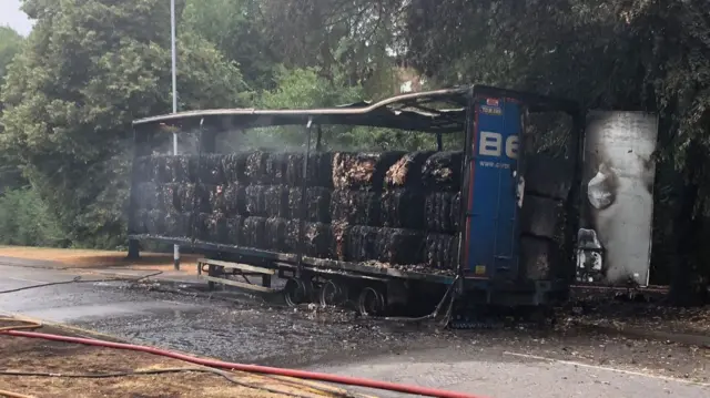 Burnt lorry