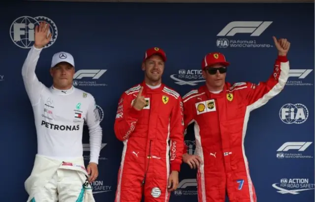 Valtteri Bottas, Sebastian Vettel and Kimi Raikkonen