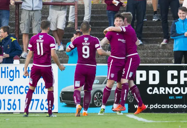 Arbroath's Michael McKenna celebrates after making it 2-1