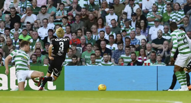 Rosenborg's Birger Meling sweeps in the opener to make it 1-0 to the away side