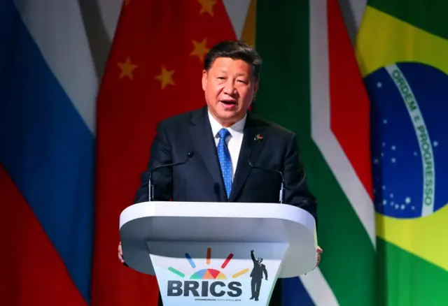 President Xi Jinping speaks at the BRICS Summit in Johannesburg, South Africa, July 25, 2018.