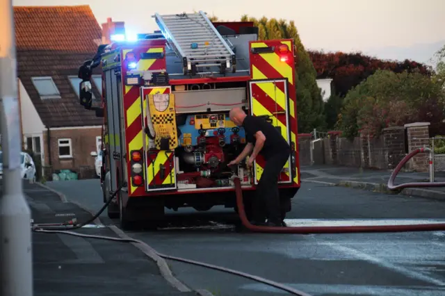 Fire crews attend blaze at former Plymouth airport site