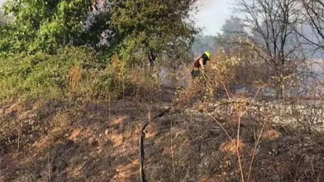 Fireman with hose