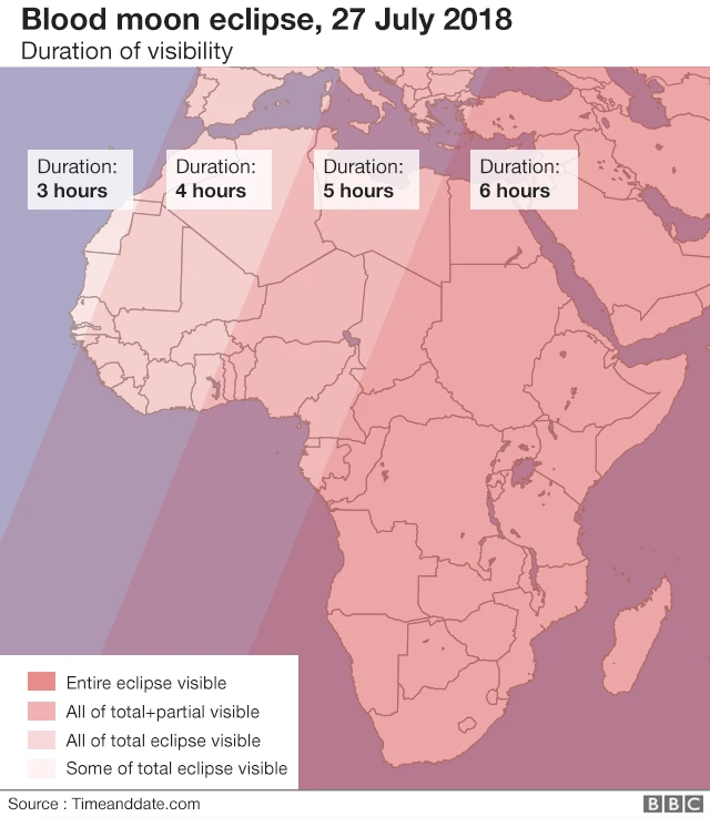 Map of lunar eclipse