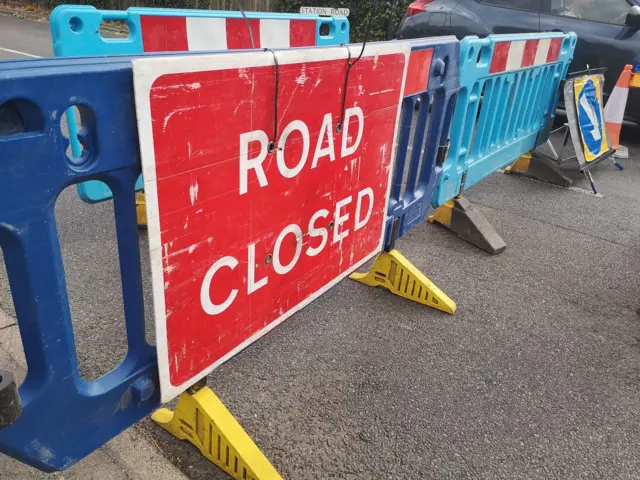 Road closed sign