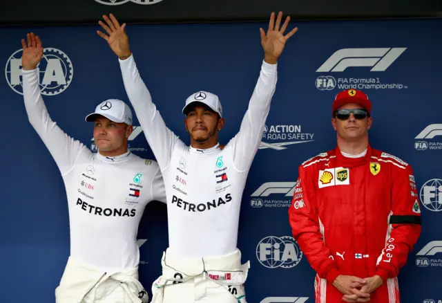 Valtteri Bottas, Lewis Hamilton and Kimi Raikkonen