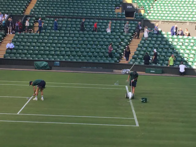 Lines painted onn Centre Court