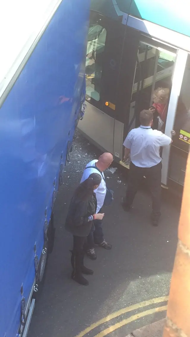 Lorry and tram crash